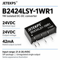 Convertisseur DC-DC isolé JETEKPS B2424LSY-1WR1 1W, 24V vers 24V 42mA, module d'alimentation SIP non régulé, RoHS