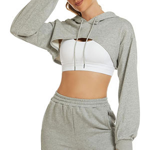 Streetwear Femme à la mode Crop Tops Crop Sweatshirts à capuche courts Logo avant Vêtements décontractés Anti-pillingbreathablehodies pour femme - Product Image 4