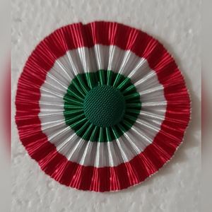 Marque maçonnique, tablier provincial, rosette. Il est fait de ruban plissé bleu foncé et marron. - Product Image 5