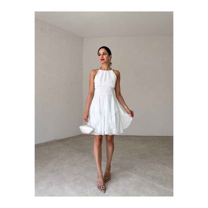 MINI ZERO SLEEVE TAVESN DRESS WITH FRILLED SKIRT