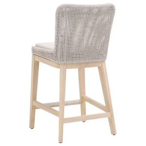Modern Light Grey Rattan Bar <b>Stool</b> With Wooden Frame And Cushion Seat For <b>Outdoor</b> Garden Use - Product Image 4