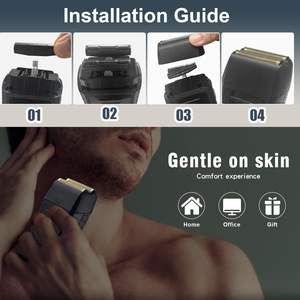 1 Paquete de Repuesto de Alta Resistencia para Afeitadora Eléctrica de Doble/Triple Cuchilla, Barra de Corte de Lámina Dorada, Lavable, Alimentación USB, para Afeitado Facial - Product Image 4