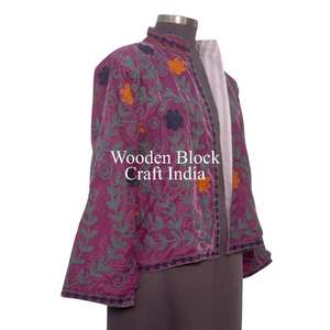 Vintage Best Quality Handmade Suzani Embroidery <b>Velvet</b> Winter Jacket Women Short Suzani Jacket Free Size Short Quilted Jacket - Product Image 5