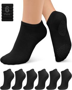 Pares Calcetines de Pilates para mujer Calcetines de agarre antideslizantes para Yoga Barre Hospital Descalzo 90% algodón 10% calcetines de Spandex - Product Image 1