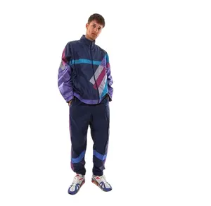 2024 eşofman Vintage lacivert eski okul spor Activewear Retro rüzgar kesici eşofman en popüler naylon kısa Sweatsuits 24