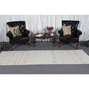 <b>Modern</b> Beige Wool <b>Rug</b> 2.6 X 9.7 ft <b>Large</b> Area Turkish Flat Weave Carpet <b>for</b> <b>Living</b> <b>Room</b> or Hallway with Patchwork Pattern - Product Image 2