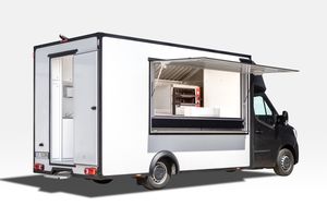 Fourgon de restauration mobile noir 4,8 m avec carrosserie en aluminium, espace de préparation intégré, cuisine mobile extérieure - Product Image 6