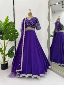 Conjunto de Lehenga Choli Informal Reversible de Tela STAR GEORGETTE con Detalles de Lentejuelas en Tallas hasta 44 Pulgadas para Bodas y Diwali - Product Image 5