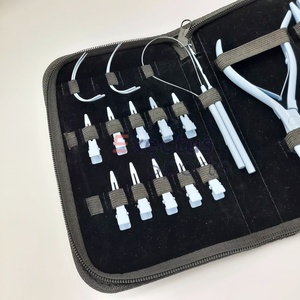 Kit de herramientas de pinzas para extensiones de cabello de acero inoxidable azul cielo de alta calidad con clips, aguja, tijeras y cinta adhesiva. - Product Image 6