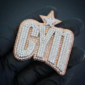 จี้มงกุฎเพชรโมอิสตัดเจ้าหญิง14K เคลือบทองสไตล์ฮิปฮอปเคลือบทองสไตล์ฮิปฮอปทำจาก3CT ออกแบบได้ตามที่ต้องการ - Product Image 1