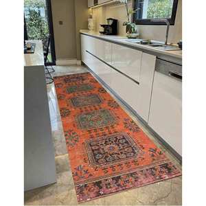 Tribal Design Printed <b>Rug</b> - Persian, Entryway, Green, <b>Kitchen</b>, <b>Runner</b>, Turkish, Car Mat, Luxury,Velvet <b>Rug</b> - Product Image 3