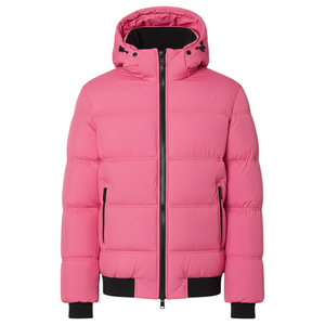 Blouson d'hiver matelassé rose à capuche pour homme, style streetwear, léger, chaud et isolé, avec motif, fabrication B2B - Product Image 2