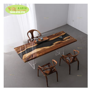 أسود شفاف إيبوكسي جنوب الجوز بحافة مستقيمة خشب قرد بود طاولة خشب أعلى * دولار * * 55 - Product Image 1