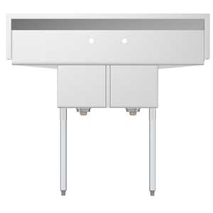 Fregadero Comercial de Acero Inoxidable de Dos Compartimentos de 48 Pulgadas con Certificación NSF, 2 Escurridores, Tamaño de la Cubeta 12x16x10, Modelo SB121610-12B3 - Product Image 5