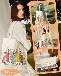 Sac fourre-tout en toile personnalisé pour femmes - Sac de shopping promotionnel durable et portable avec impression et broderie de logo personnalisé - Product Image 5
