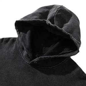 Sudaderas con Capucha Negras Lavadas al Ácido Personalizadas, Hombros Caídos, Tejido Grueso, Tallas Grandes para Hombre - Product Image 6