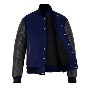 Nouvelle veste universitaire en coton/laine pour hommes, service OEM, personnalisable, vente en gros, séchage rapide, respirante, décontractée, col montant, logo sur le devant - Product Image 1