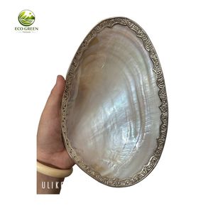 Assiette de service ovale en nacre naturelle polie, personnalisée, en gros, pour rangement de luxe, décoration de mariage, clés et bijoux - Product Image 5