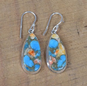 Oyster cuivre Turquoise 925 argent Sterling pierre précieuse naturelle boucle d'oreille décembre mois pierre de naissance bijoux faits à la main cadeau pour femme - Product Image 2