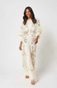 Robe de soirée maxi à manches évasées avec perles, effet antistatique, robe emballée, sexy pour femmes - Product Image 3