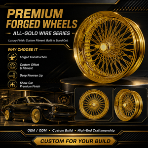 ล้อแม็กซ์แบบถอดได้สีทองทั้งหมด ขนาด 24x10 204 ซี่ลวดตรง สำหรับรถ Lowrider ล้อฟอร์จคุณภาพพรีเมียม - Product Image 3