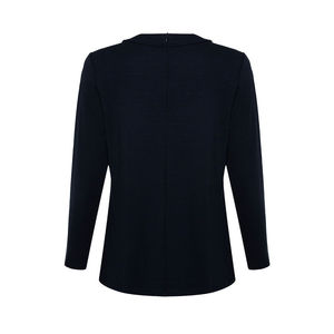 Blusa a Rayas Azul Marino con Cuello Bordado para Mujer - Product Image 3