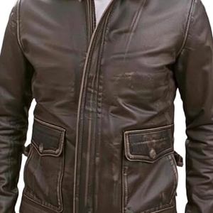 Top Selling High Quality Coated <b>Cow</b> Hide Leather Jacket Front High Street Style Stand Collar Waterproof Breathable All Colors - Product Image 6