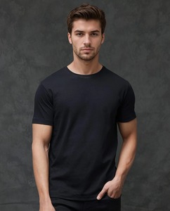 T-shirt 100% coton de coupe classique pour hommes, doux et respirant, à la demande, pour tenues décontractées d'Inde - Product Image 2