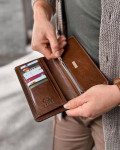 Cartera plegable con bloqueo de RFID multifuncional personalizable, accesorio personalizado con capacidad para múltiples tarjetas de cuero genuino a la moda - Product Image 2