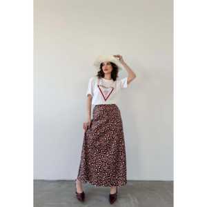 Falda Maxi de Satén con Estampado y Cintura Natural, con Detalles Brillantes - Product Image 1