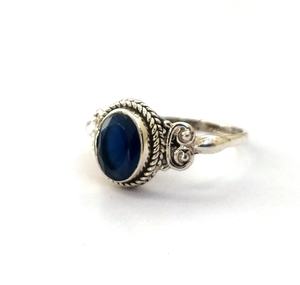 Bague en laiton en Agate bleue, fournisseur d'argent Sterling 925, bague de mode en pierre de saphir bleue teinte - Product Image 3