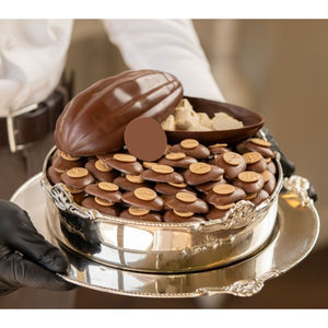 Cuenco de chocolate de metal plateado de diseño estándar, plato para servir aperitivos, respetuoso con el medio ambiente para bodas, otras ocasiones al mejor precio - Product Image 1