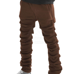 Pantalones de chándal apilados al por mayor pantalones de chándal apilados inferiores con bolsillos laterales pantalones apilados para hombre con logotipo personalizado - Product Image 1