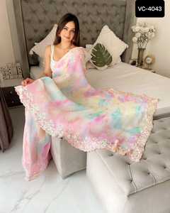 Vêtements indiens et pakistanais, saris, vêtements traditionnels indiens, sari avec travail de tissage lourd et blouse - Product Image 3