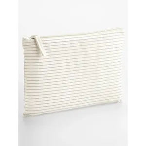 Pochette de rangement pour articles de toilette en coton biologique rayé, écologique et minimaliste - Product Image 1