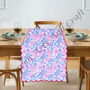 Chemin de table de bord de broderie de pâques chemin de table traditionnel impression de bloc de main 100% pur coton tissu bord de broderie chemin de table pour en vrac - Product Image 3