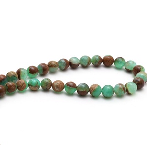 Piedra preciosa Lisa natural 8mm Bio Chrysoprase forma redonda jaspe Australiano para la fabricación de joyas cuentas de piedra - Product Image 5