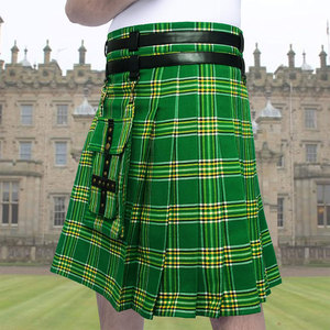 Kilts Híbridos Ajustables con Tartán Verde Nacional Irlandés para Hombre con Bolsillo Frontal Desmontable 2026 - Product Image 4