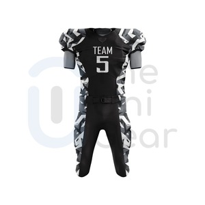 Nuevo diseño, nuevos uniformes de fútbol americano de color para equipos, camisetas y pantalones deportivos, venta al por mayor, ropa de fútbol negra transpirable - Product Image 1