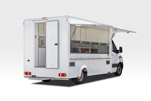 Remorque de camion de restauration mobile motorisée en acier inoxydable avec compartiments isolés pour la livraison d'aliments surgelés et la restauration de rue mobile - Product Image 5