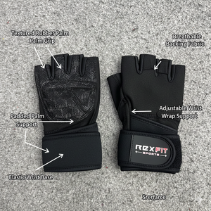 Guantes de ejercicio, guantes de gimnasio de medio dedo, guantes con soporte para muñeca, guantes de gimnasio transpirables para unisex, guantes de levantamiento de alta resistencia - Product Image 5