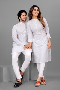 Ensemble Kurta de couple en coton vente en gros parfait pour les mariages et les occasions en plein air disponible pour l'exportation et l'approvisionnement dans le monde entier - Product Image 4