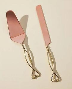 Ensemble de serveurs à gâteau en acier inoxydable de style vintage avec poignée en résine, personnalisé pour les anniversaires et les mariages, outil de cérémonie de découpe de gâteau - Product Image 1