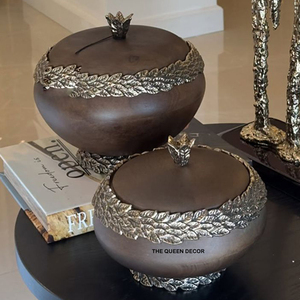 Bol décoratif en bois de métal en laiton fabriqué à la main Design unique pièce maîtresse de maison moderne bol d'art en métal élégant - Product Image 1