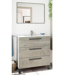 Kit Bagno Mobile 3 Cassetti 80 cm + Specchio Rovere Alaska - Product Image 1