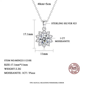 สร้อยคอจี้รูปเกล็ดหิมะประดับมอยส์ซาไนต์ - Product Image 2