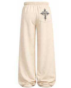 Menufecture Customization Barbed Wire Heart Print Wide Leg Sweatpants <b>Women</b> Oversized Streetwear <b>Fleece</b> <b>Jogger</b> Pants Custom OEM - Product Image 4