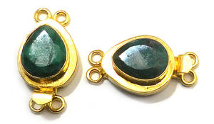 Piedra preciosa Esmeralda 1 hebra 2 hebras y 3 hebras cierre de caja redonda 18K chapado en oro 23X12X10MM Cierre de fabricación de joyas B750 - Product Image 3
