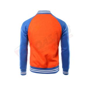 Vente en gros de veste de baseball en coton polyester polaire pour hommes et femmes de haute qualité patchwork de couleur orange avec boutons - Product Image 2