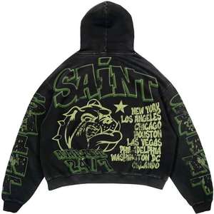 Survêtements de haute qualité en coton éponge délavé à l'acide, sur mesure, 100% coton, surdimensionnés, pour hommes, avec logo personnalisé, survêtement à jambes évasées - Product Image 3